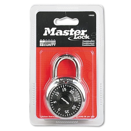 MASTER LOCK Combination Lock, Stainless Steel, 1 7/8" Wide, Black Dial 1500D